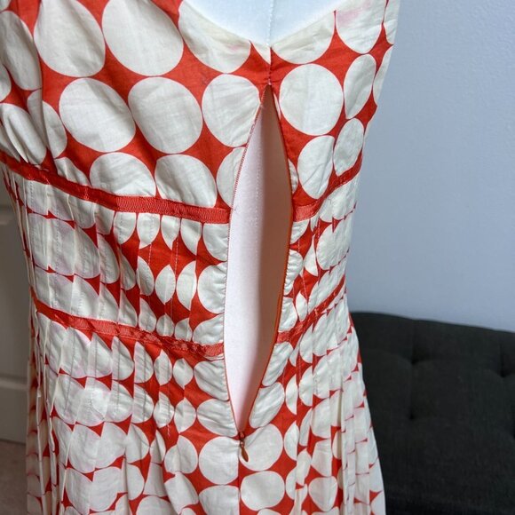 San's Souci Retro Orange Dress W/ Side Zipper / Big Circle Pattern - Large - NWT - Picture 8 of 13